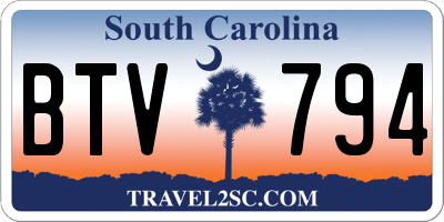 SC license plate BTV794