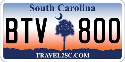 SC license plate BTV800