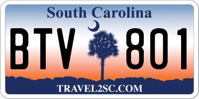 SC license plate BTV801