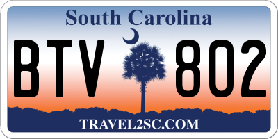 SC license plate BTV802