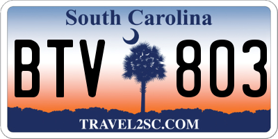 SC license plate BTV803