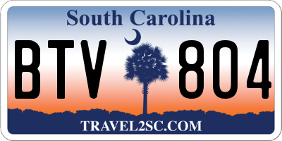 SC license plate BTV804