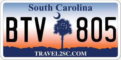 SC license plate BTV805
