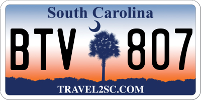 SC license plate BTV807