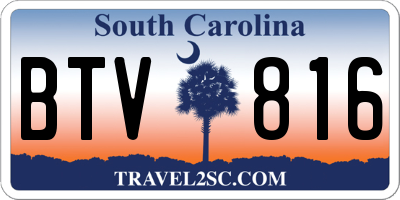 SC license plate BTV816