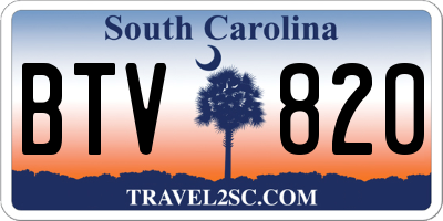 SC license plate BTV820