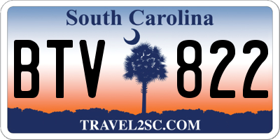 SC license plate BTV822