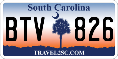 SC license plate BTV826