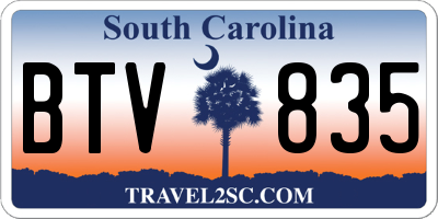 SC license plate BTV835