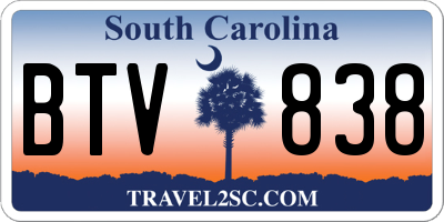 SC license plate BTV838
