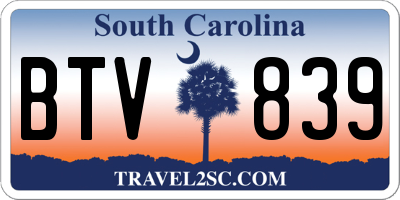 SC license plate BTV839