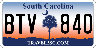 SC license plate BTV840