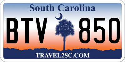 SC license plate BTV850