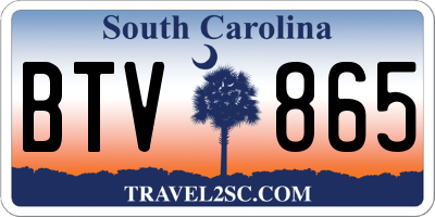 SC license plate BTV865