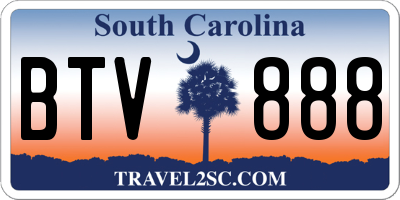 SC license plate BTV888