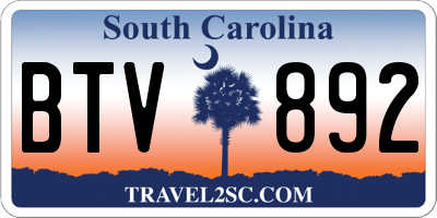 SC license plate BTV892