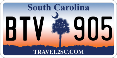 SC license plate BTV905