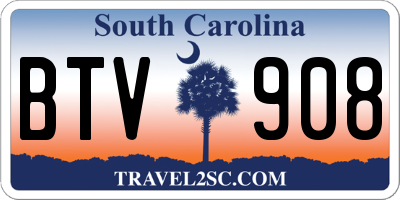 SC license plate BTV908