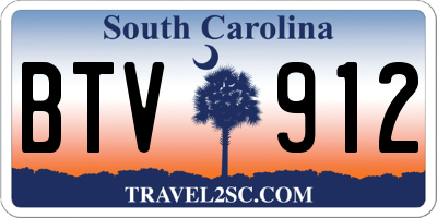 SC license plate BTV912