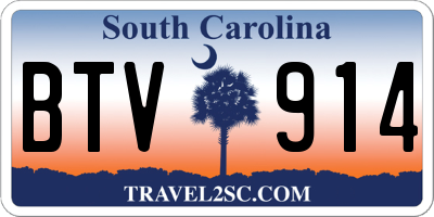 SC license plate BTV914