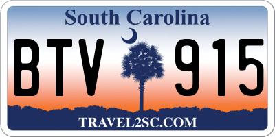 SC license plate BTV915