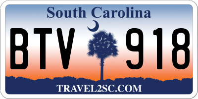 SC license plate BTV918