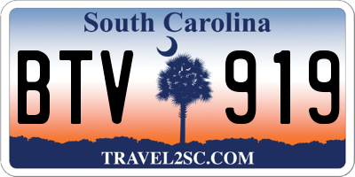 SC license plate BTV919