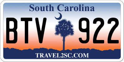 SC license plate BTV922