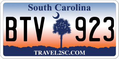 SC license plate BTV923