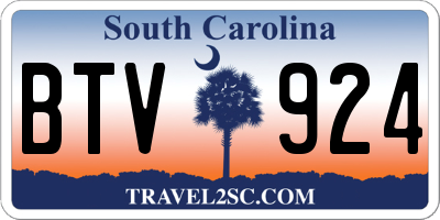 SC license plate BTV924