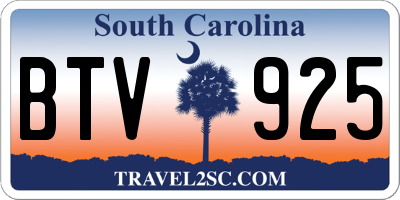 SC license plate BTV925
