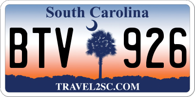 SC license plate BTV926