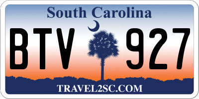 SC license plate BTV927