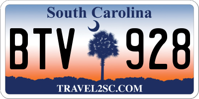 SC license plate BTV928