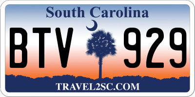 SC license plate BTV929