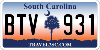 SC license plate BTV931