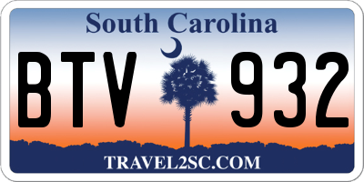SC license plate BTV932