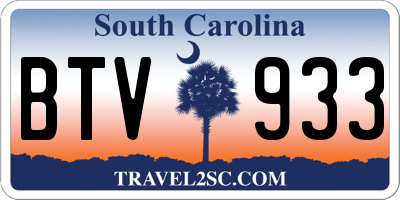 SC license plate BTV933