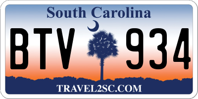 SC license plate BTV934