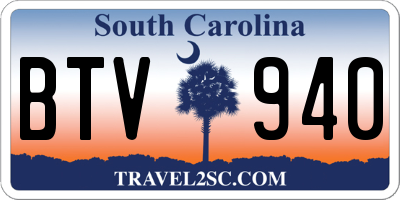 SC license plate BTV940