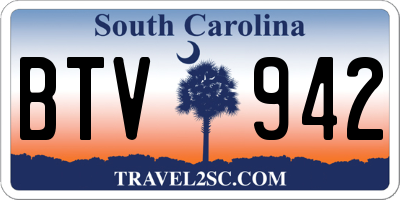 SC license plate BTV942