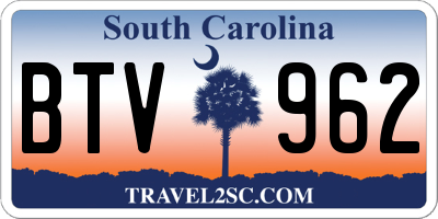 SC license plate BTV962