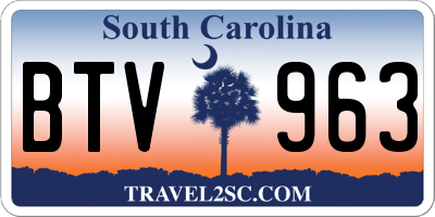 SC license plate BTV963
