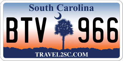 SC license plate BTV966