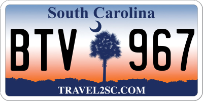 SC license plate BTV967