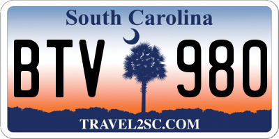 SC license plate BTV980