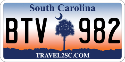 SC license plate BTV982