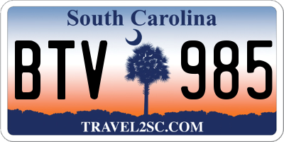 SC license plate BTV985