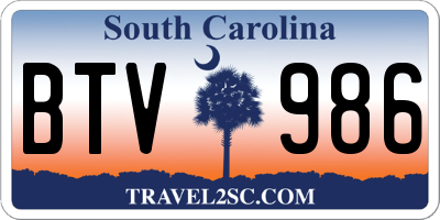 SC license plate BTV986