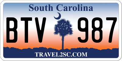 SC license plate BTV987